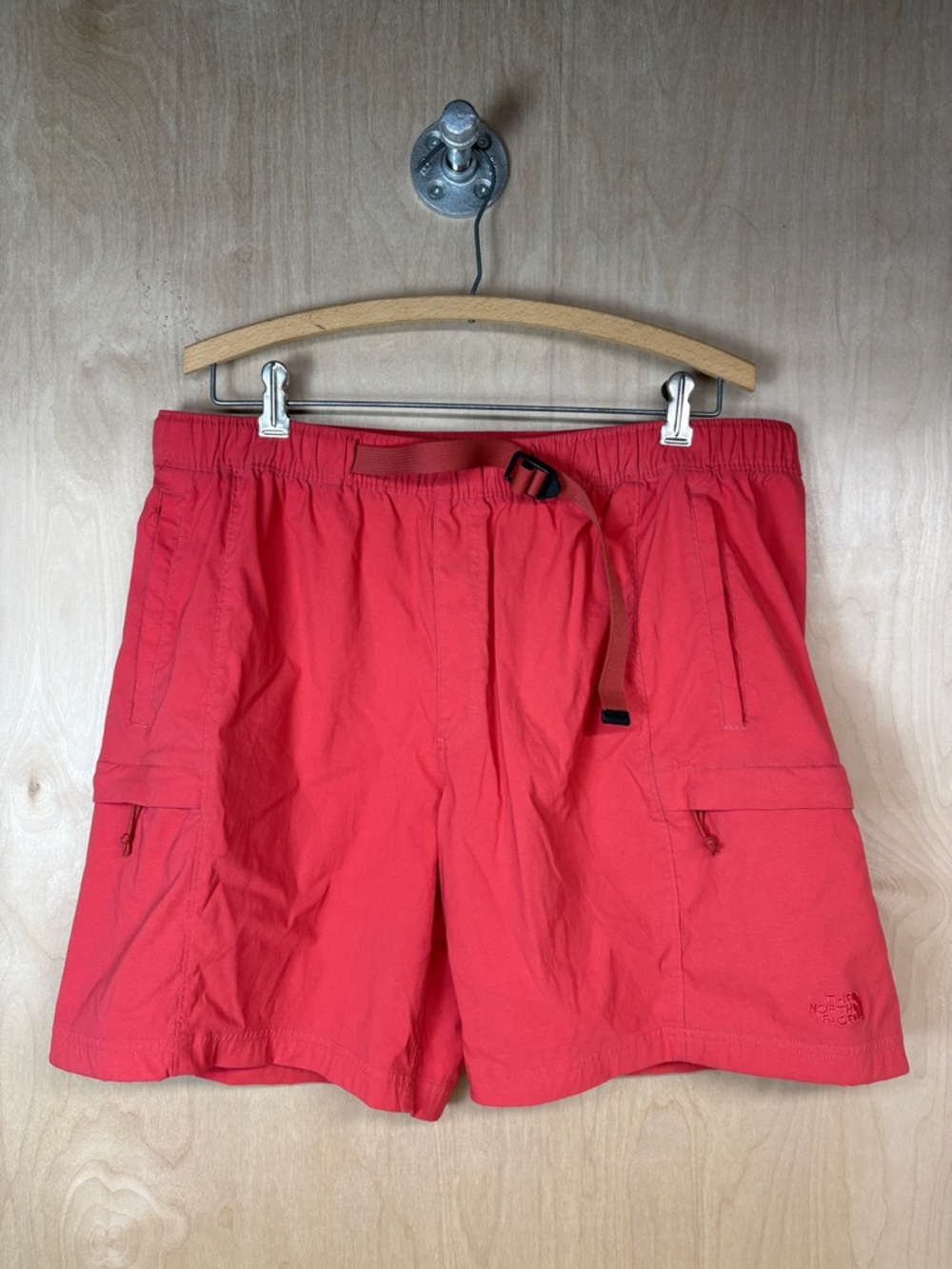 The North Face Men's Red Cargo Shorts with Webbing Belt